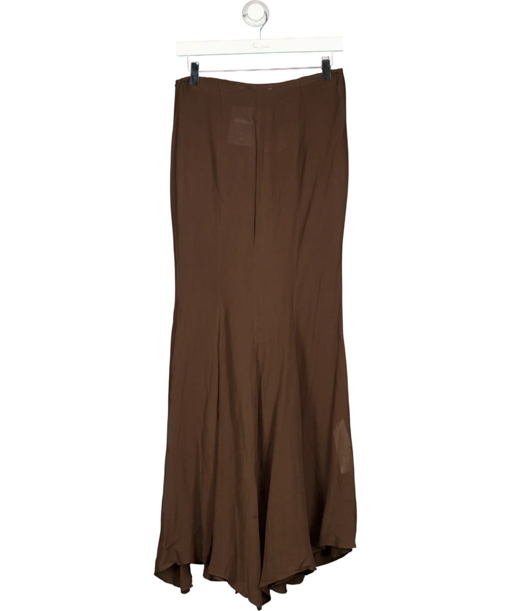 SUPRIYA LELE MANGO Brown Ruffled Front Seam Fluid Maxi Skirt, size UK S — back