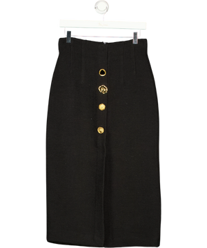 Zara Black And Metallic Pleated Midi Skirt UK XS