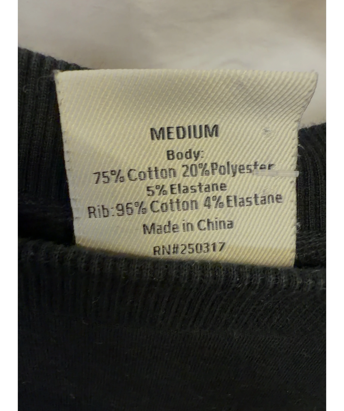 Varley Black Bella Sweatshirt, size UK M — care label