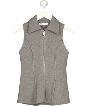 Zara Gray Zippered Knit Vest UK S