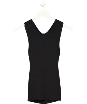 Zara Black Open Back Ribbed Knit Top UK S