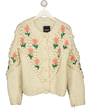 Vita Grace Cream Cardigan Chunky Knit Embroidery One Size