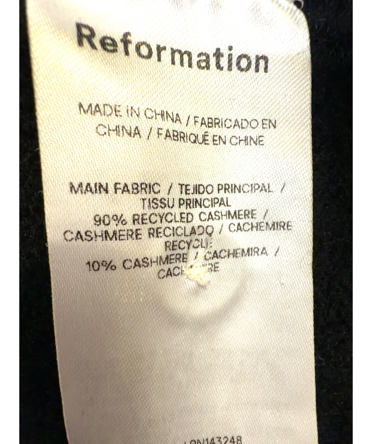 Reformation Black Colour, size UK XS — label