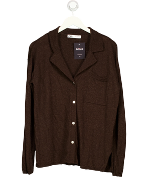 Zara Brown Notch Lapel Cardigan UK S