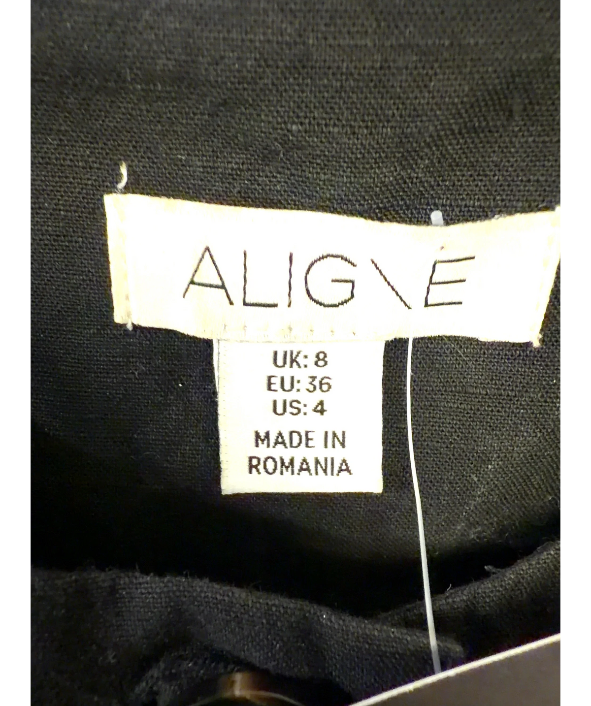 Aligne Black Leo Waistcoat, size UK 8 — care label