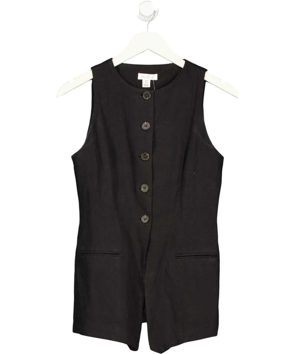 Aligne Black Leo Waistcoat, size UK 8 — front