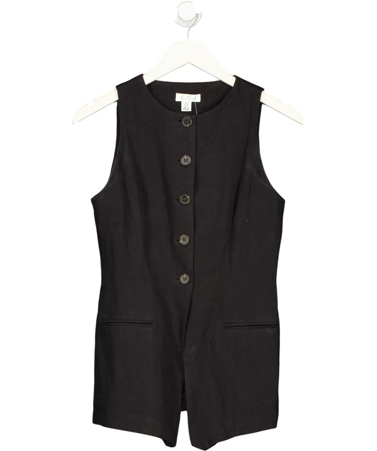 Aligne Black Leo Waistcoat, size UK 8 — front