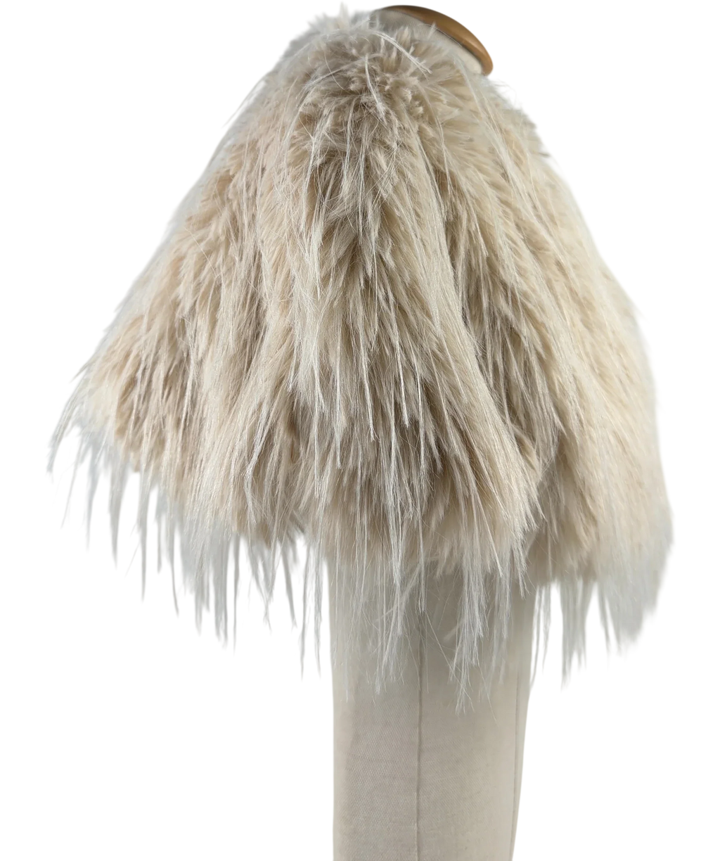 The two Mrs Grenvilles ivory FAUX FUR SHRUG — back