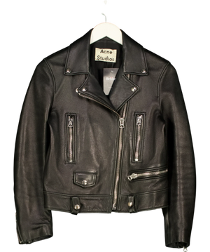 Acne Studios Black  Leather Biker Jacket UK XS