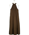 Massimo Dutti Brown halter maxi dress, size UK S — front