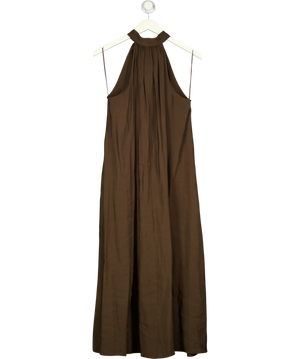 Massimo Dutti Halter Maxi Dress Brown UK S