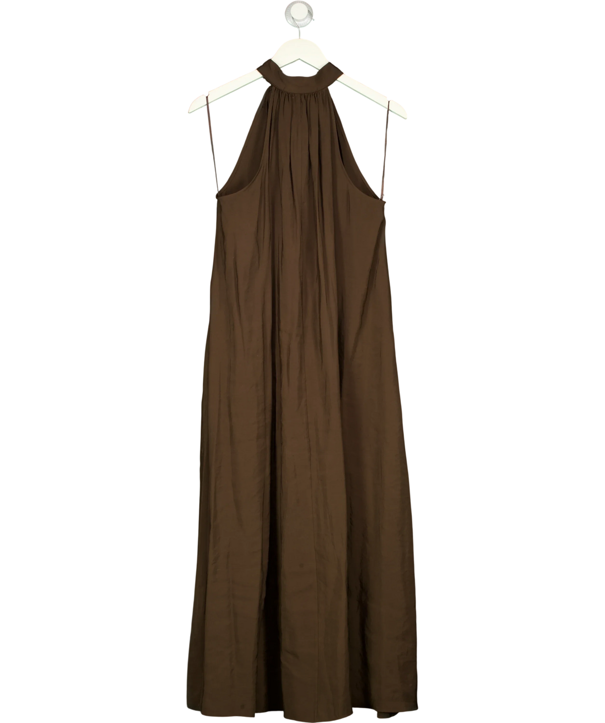 Massimo Dutti Brown halter maxi dress, size UK S — front