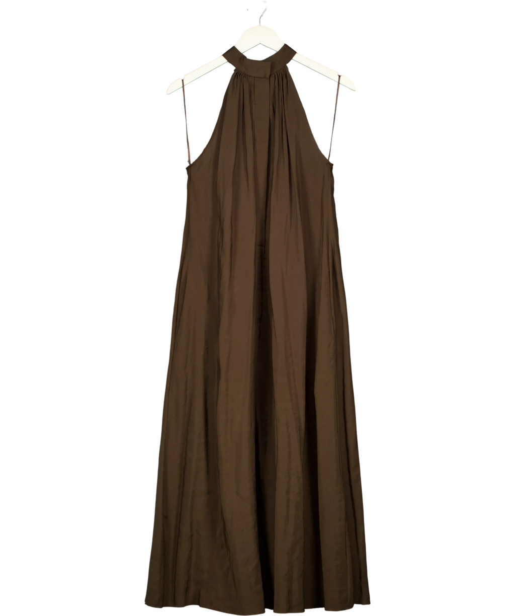 Massimo Dutti Brown halter maxi dress, size UK S — back