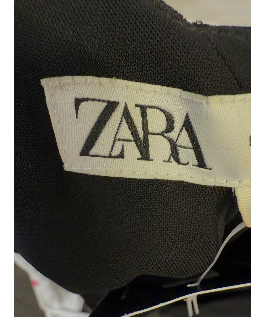 ZARA Black black contrast long dress, size UK S — detail