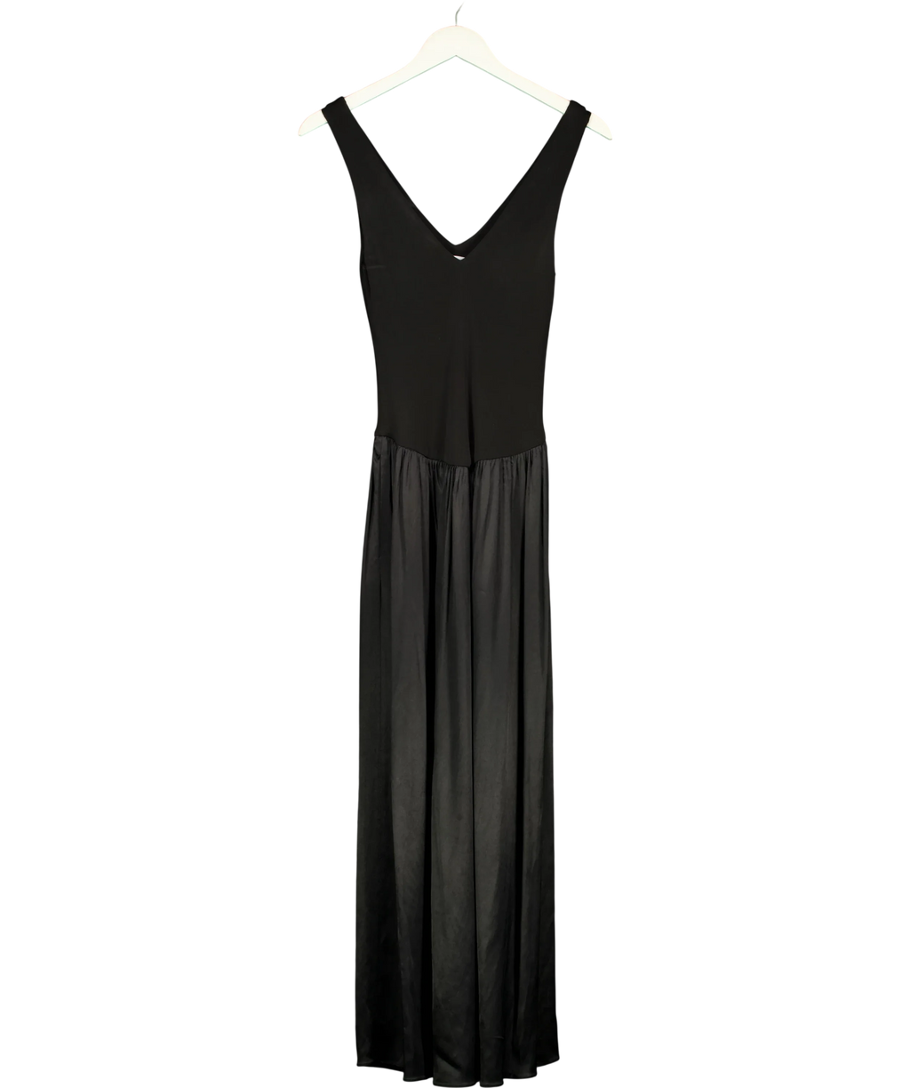 ZARA Black black contrast long dress, size UK S — front