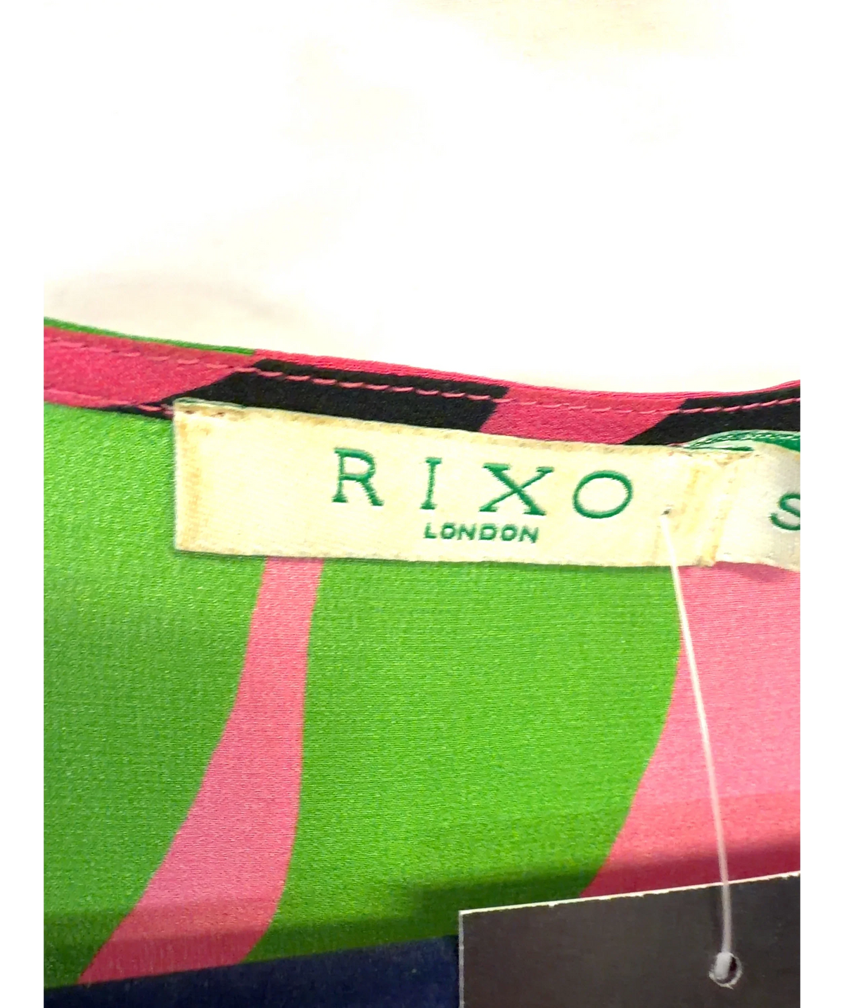 Rixo Pink Skylar Midi Dress, size UK S — detail