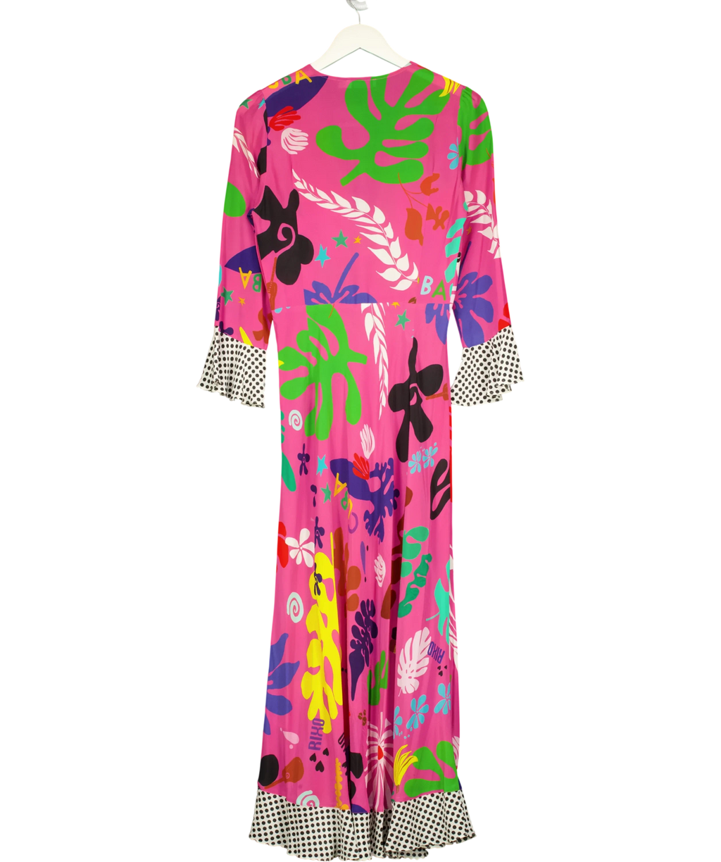 Rixo Pink Skylar Midi Dress, size UK S — back