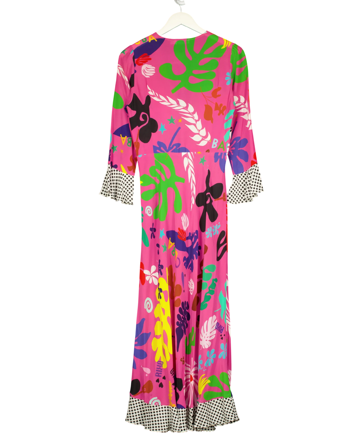 Rixo Pink Skylar Midi Dress, size UK S — back