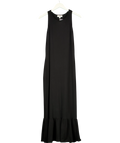 cos Black Knitted Ruffled-Hem Midi Dress, size UK M — front