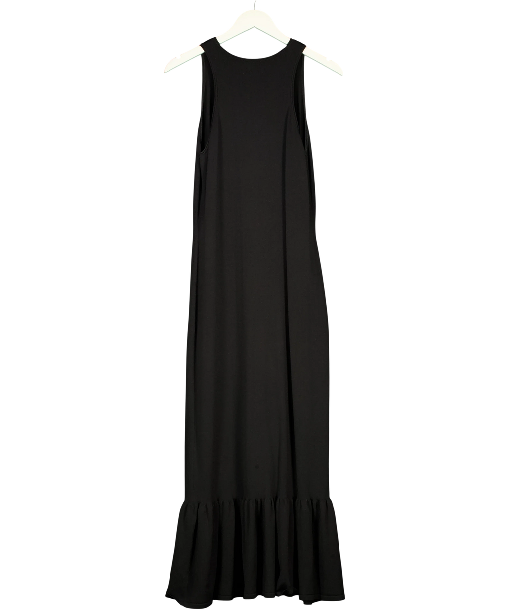 cos Black Knitted Ruffled-Hem Midi Dress, size UK M — back