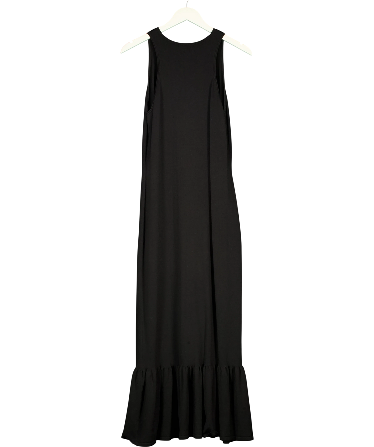 cos Black Knitted Ruffled-Hem Midi Dress, size UK M — back