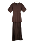 ZARA Brown Brown Knit Pleated Midi Dress, size UK S — front