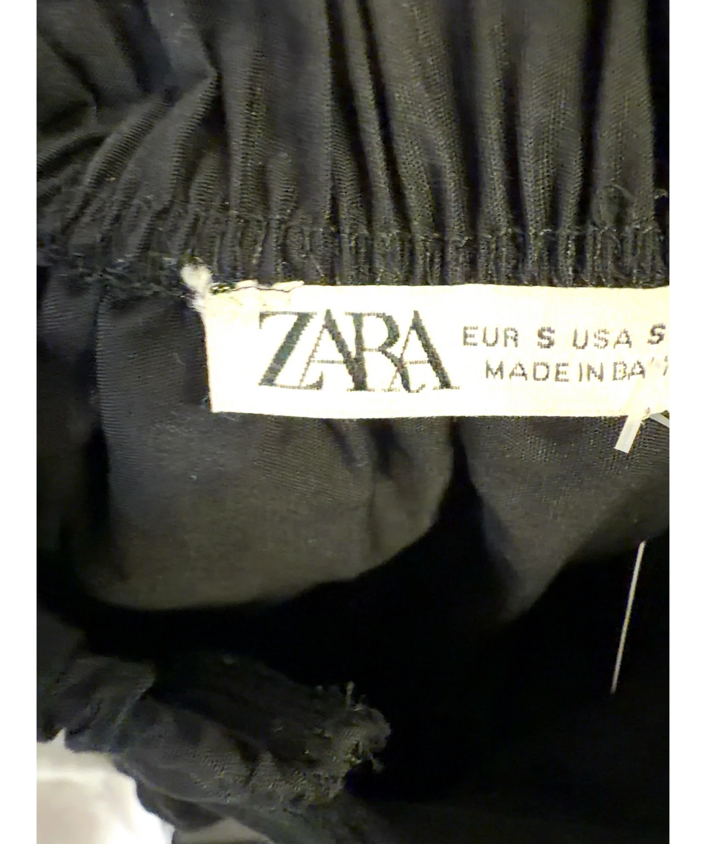 ZARA Black Long Tiered Dress, size UK S — detail