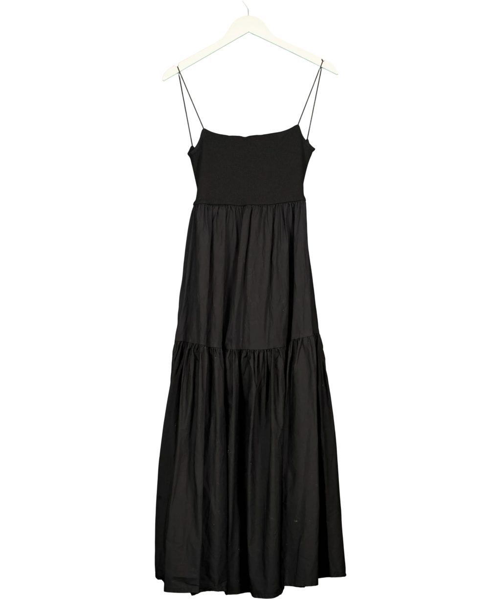 ZARA Black Long Tiered Dress, size UK S — front