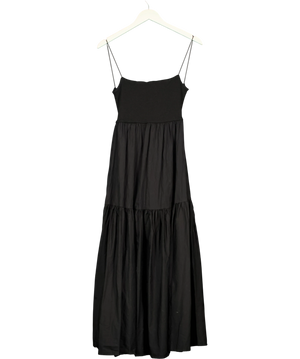 Zara Long Tiered Dress Black UK S