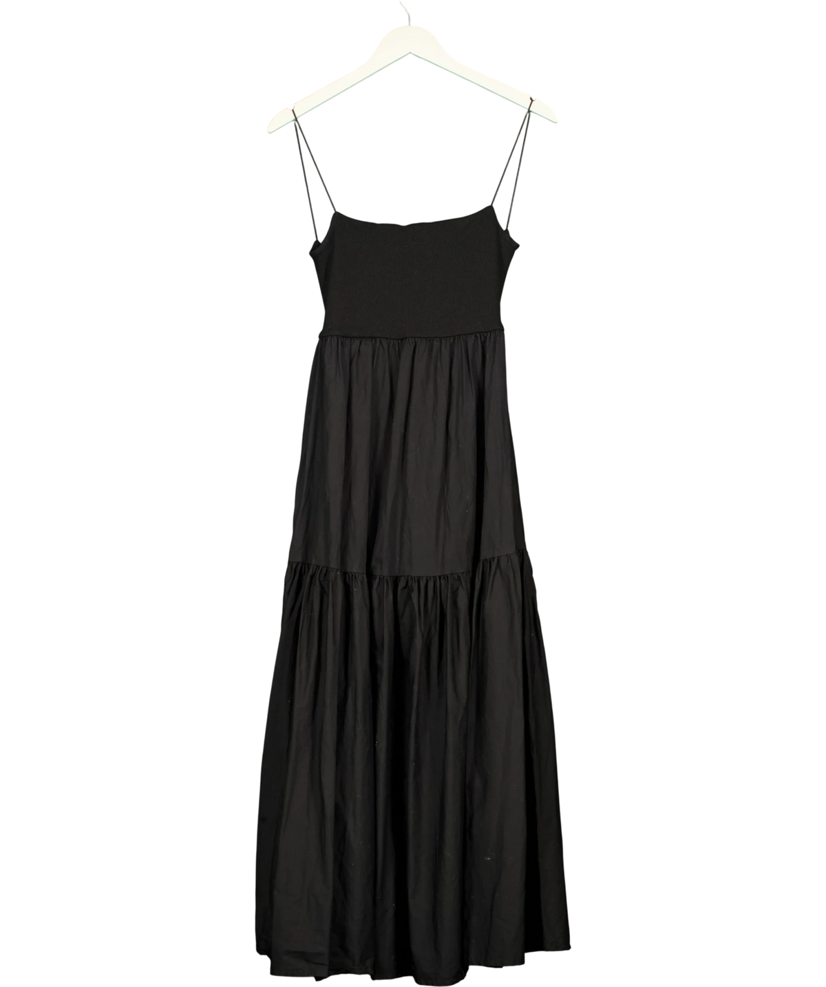 ZARA Black Long Tiered Dress, size UK S — front