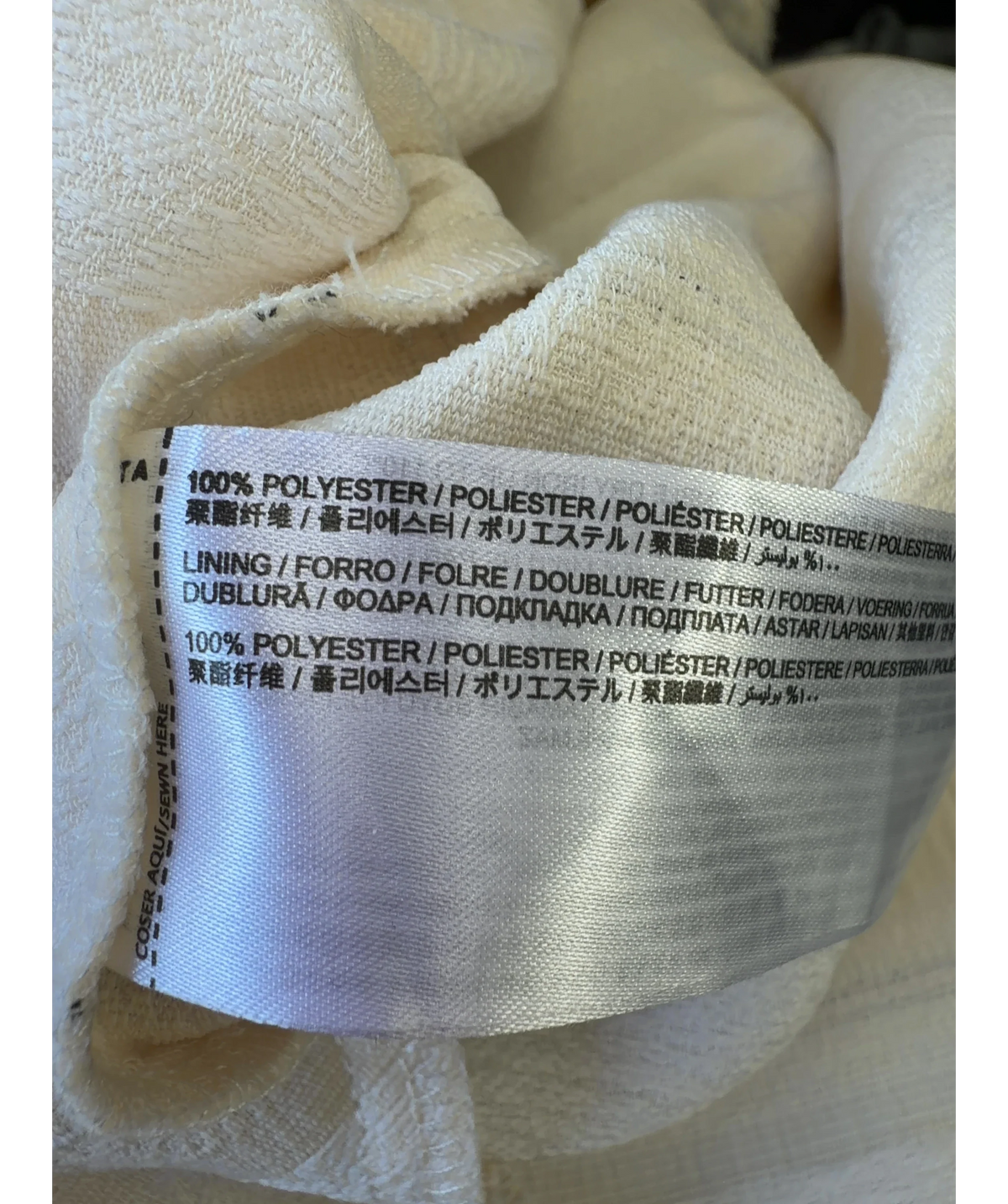 MNG Cream Colour, size UK M — label