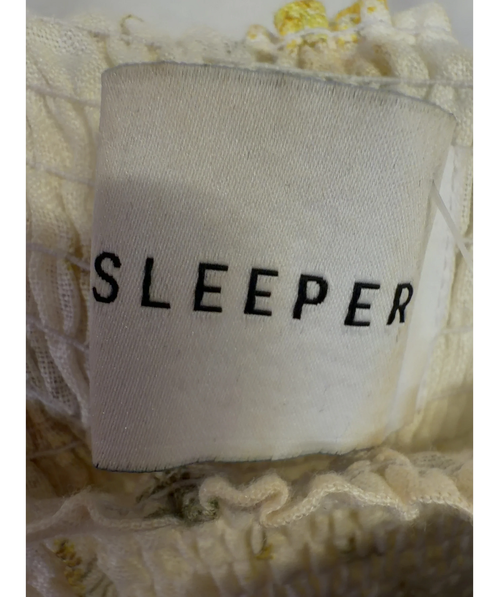 Sleeper Cream Atlanta Linen Midi Dress, size UK S — detail