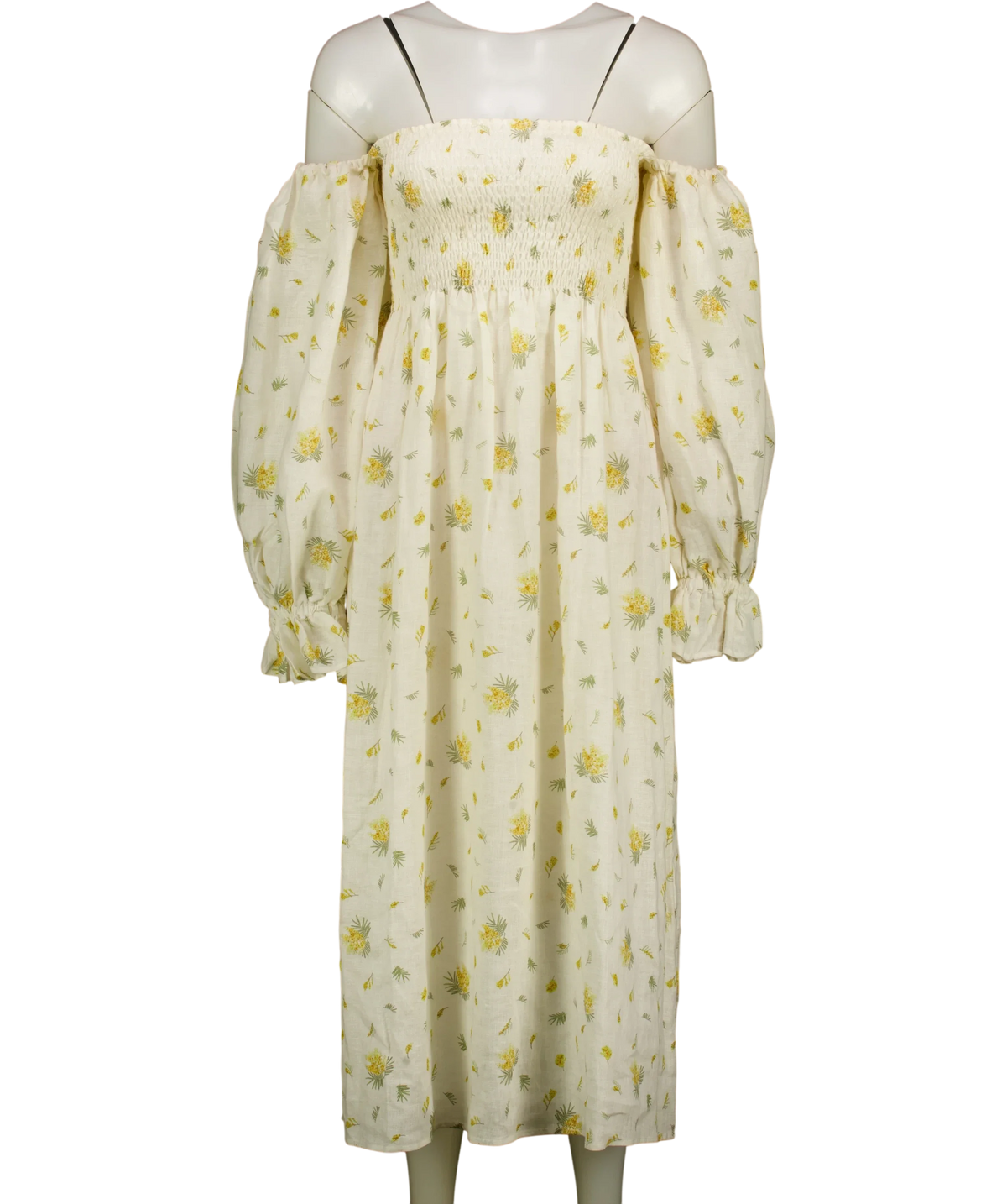 Sleeper Cream Atlanta Linen Midi Dress, size UK S — front