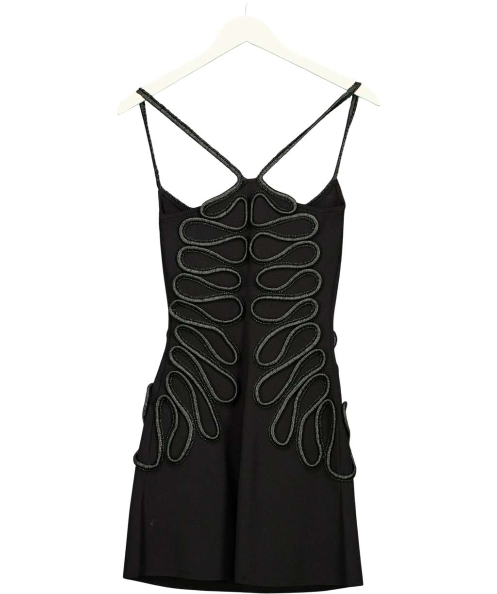 Cult Gaia Black Aimee Knit Dress, size UK XS — back