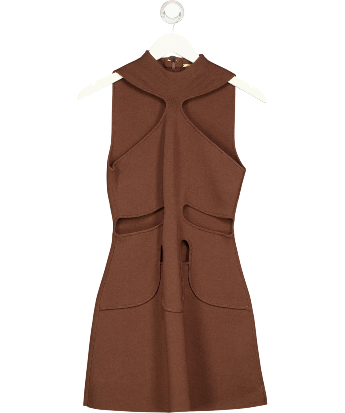 Cult Gaia Brown Lillie Knit Dress, size UK XS — front