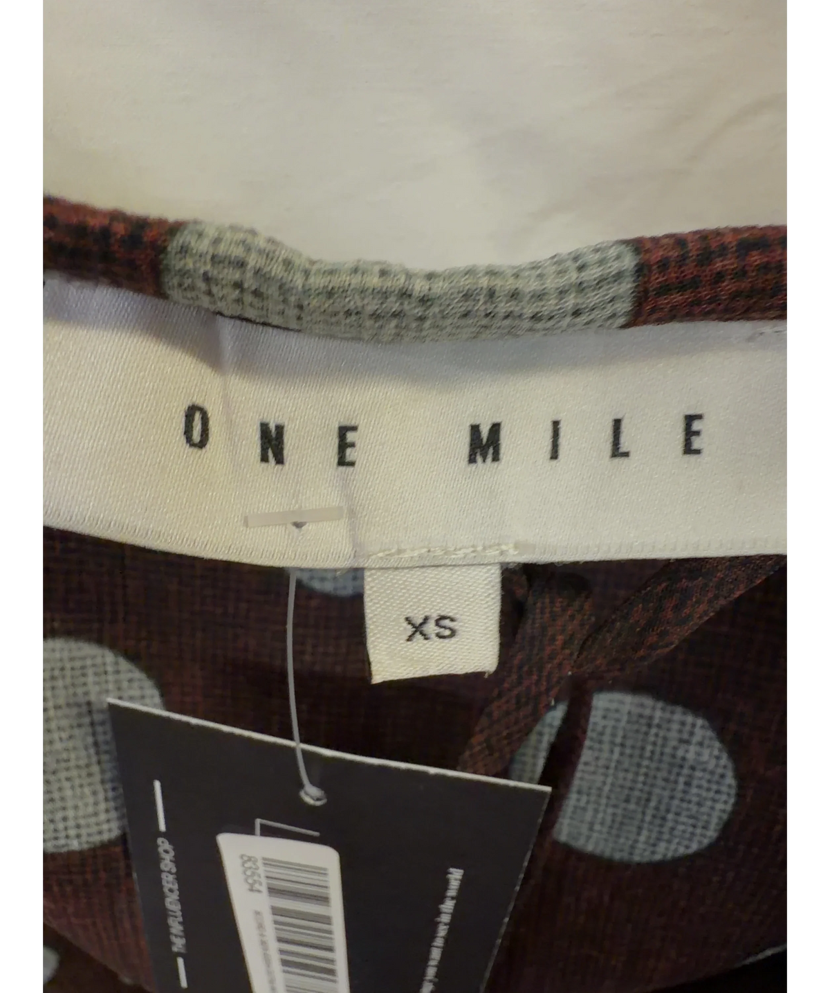 one mile Brown Colour, size UK XS — care label
