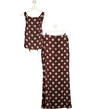 One Mile 2-piece Brown And White Skirt & Top Set UK XS