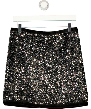 Sezane Black And Metallic Sequin Velvet Skirt UK 12