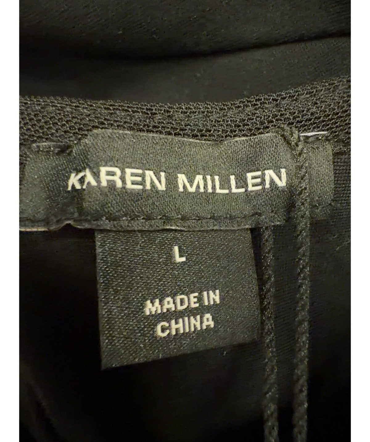 KAREN MILLEN Black Ponte Jersey Tulle Rosette Bodysuit, size UK L — detail