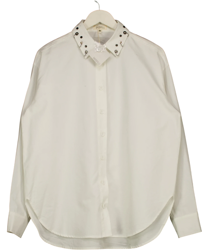Ghospell Relaxed-Fit Eyelet detail white Shirt UK M