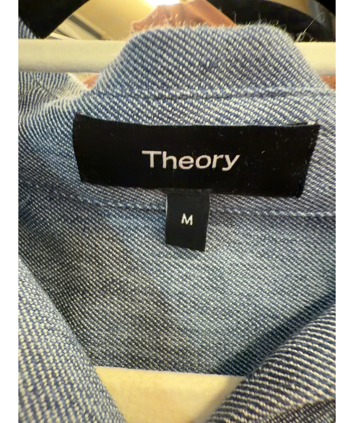 Theory Blue Cropped Shirt in Fluid Linen, size UK M — care label
