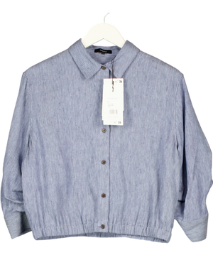 Theory Blue Light Denim Linen Cropped Shirt UK M