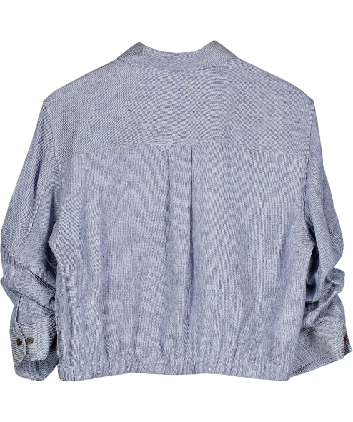 Theory Blue Cropped Shirt in Fluid Linen, size UK M — back