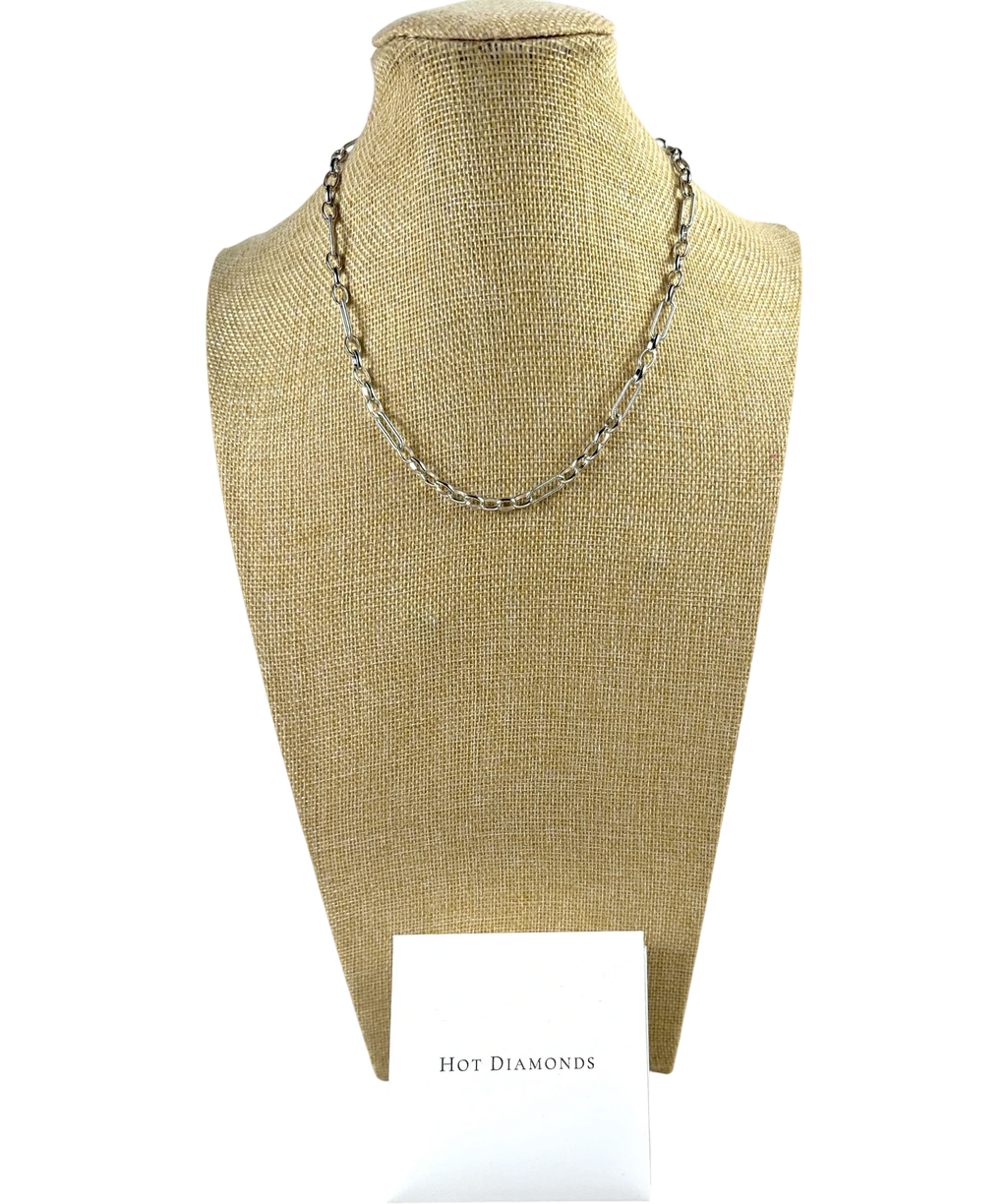 hot diamonds silver Multi-link Paperclip Chain — front