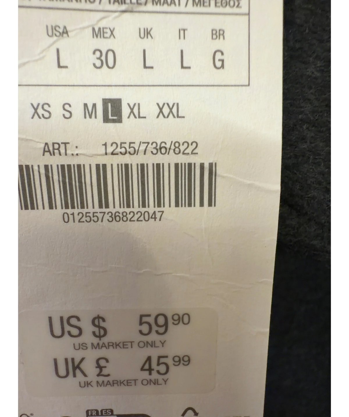 ZARA dark grey Colour, size UK L — label