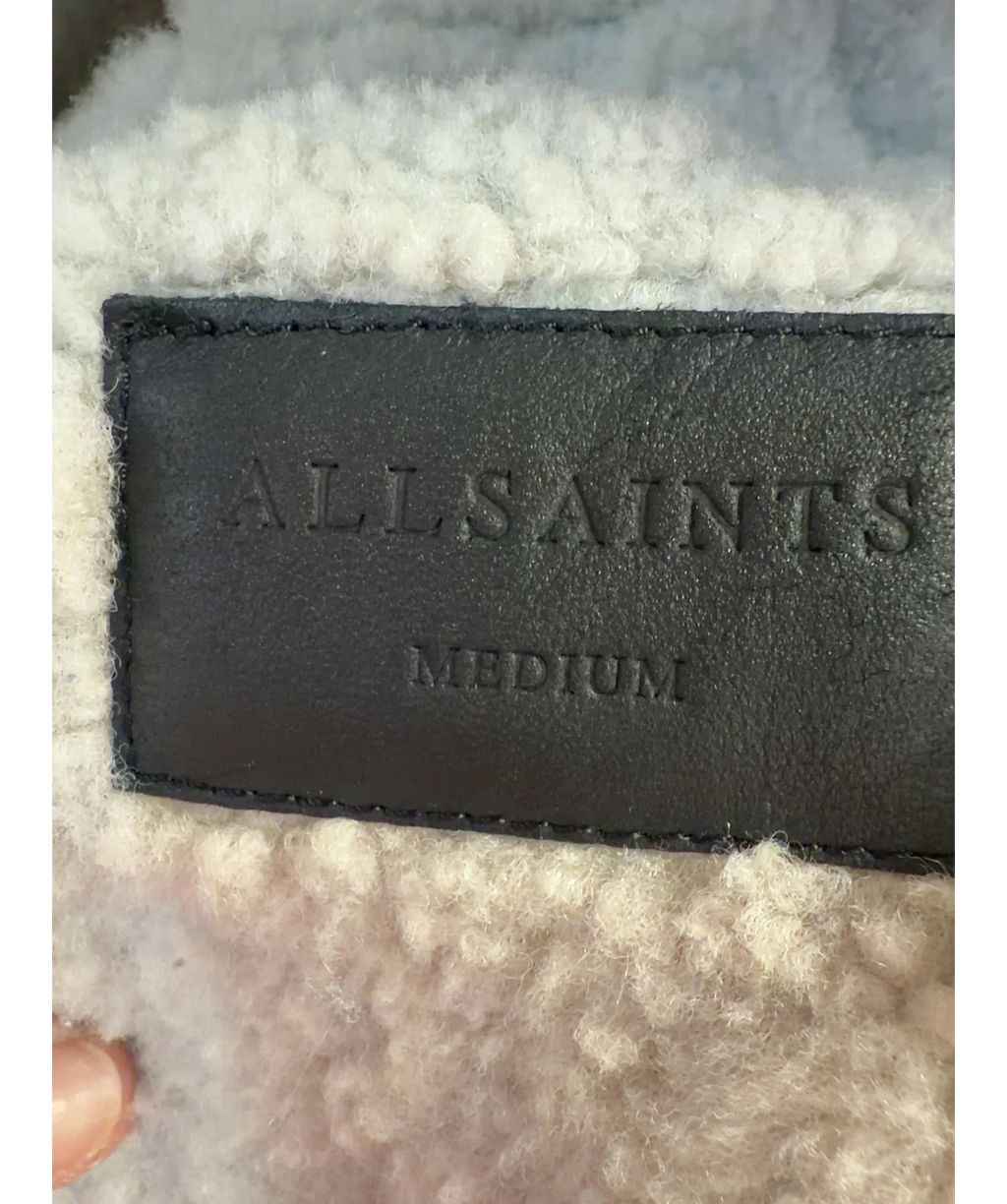 ALLSAINTS Black HAWLEY SHEARLING, size UK M — detail