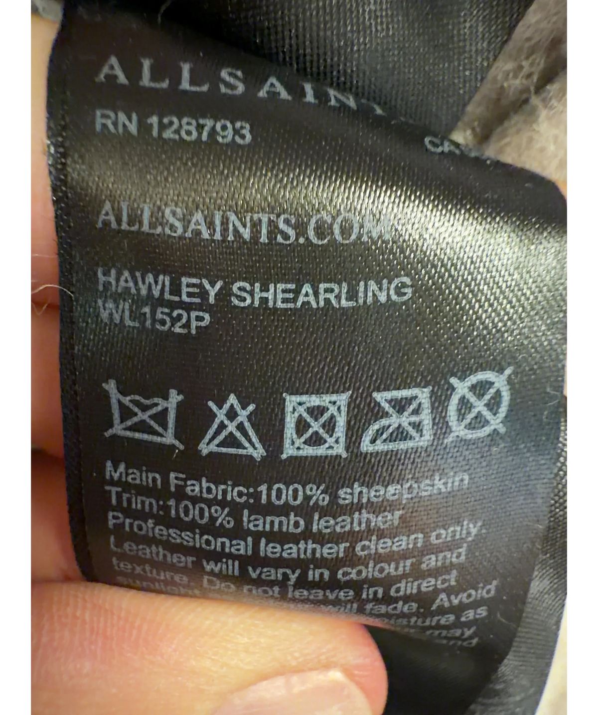 ALLSAINTS Black HAWLEY SHEARLING, size UK M — label