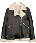 ALLSAINTS Black HAWLEY SHEARLING, size UK M — front