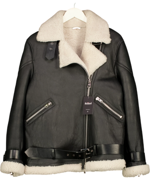 AllSaints Hawley Shearling Black And Cream Jacket UK M