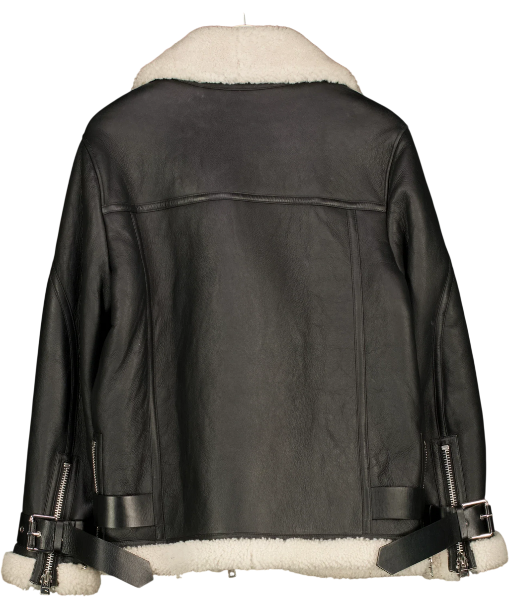 ALLSAINTS Black HAWLEY SHEARLING, size UK M — back